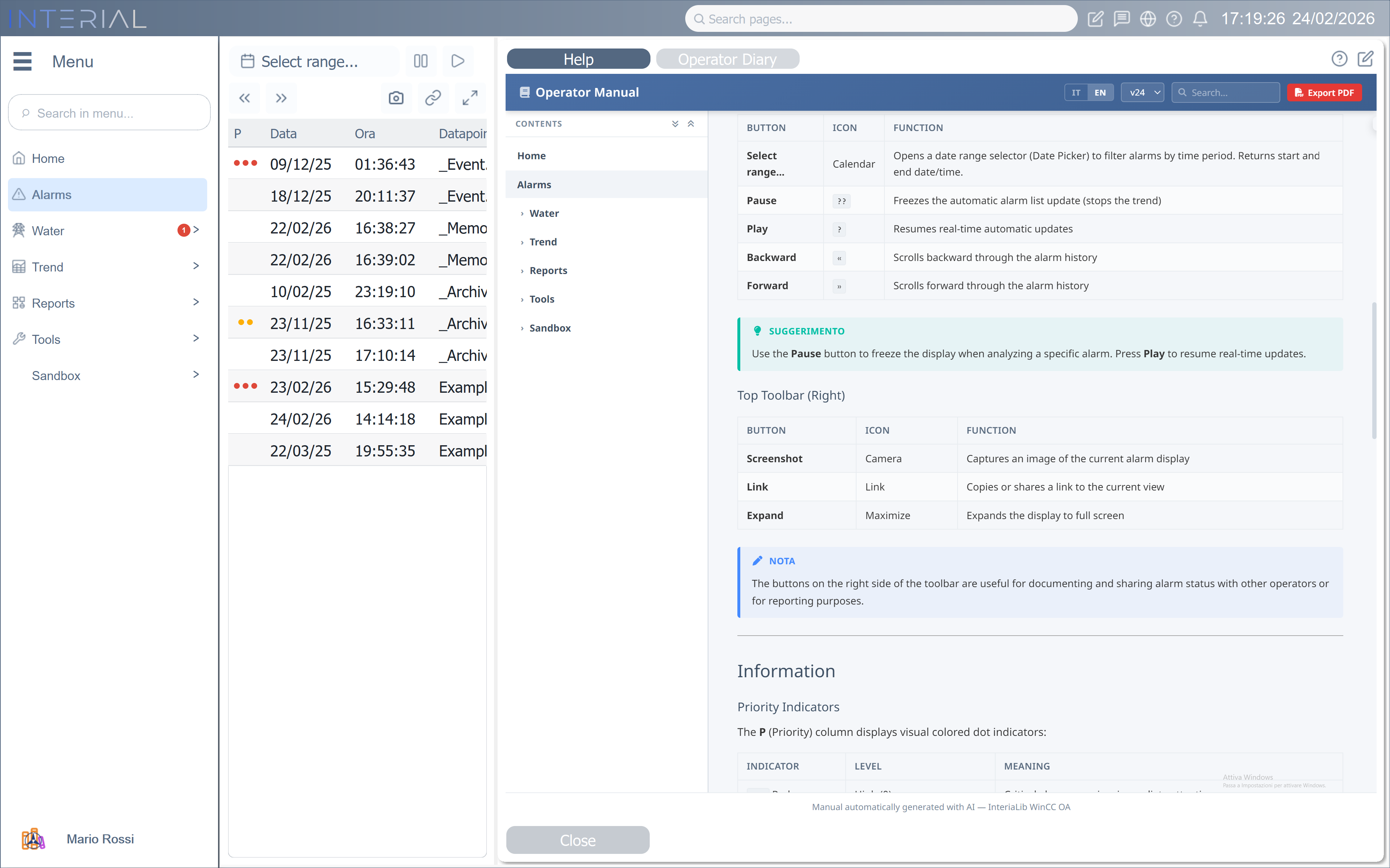 Manual in SCADA - Buttons